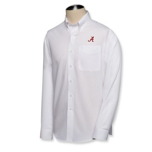 Alabama Crimson Tide B&T LS Epic Easy Care Fine Twill Shirt - White